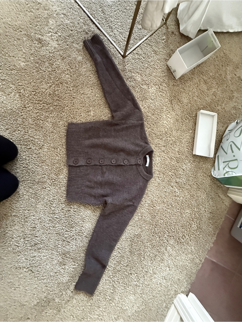 Zara Brown Button-Front Knit Cardigan